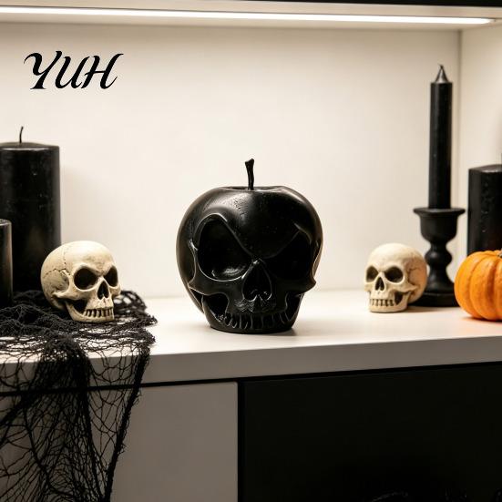Decorative Sculptures for Gothic Lovers 3D Printed Apple Skull Desktop Ornament, Halloween Decor Figurine, Strange Artistic Figurine Creative Dark Art