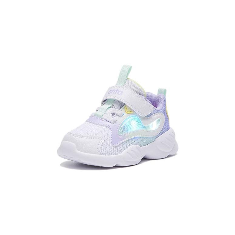 Anta Kids Mesh Non-Slip Wear-Resistant Low-Top Sports Casual Shoes Baby Sneakers White Purple 322310014-2