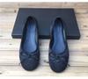 Paris Silk Bow Ballet Shoes Women's Round Head Light Mouth Flat Bottom One Pedal Soft Sole Silver Mary Jane Single Shoes