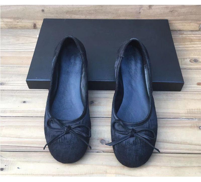 Paris Silk Bow Ballet Shoes Women's Round Head Light Mouth Flat Bottom One Pedal Soft Sole Silver Mary Jane Single Shoes