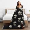 Gothic Skull Blanket Soft Cozy Spooky Skull Plush Throw Blanket Super Warm Fleece Fuzzy Halloween Skeleton Bedding Blanket Gifts for Kids Girls Boys