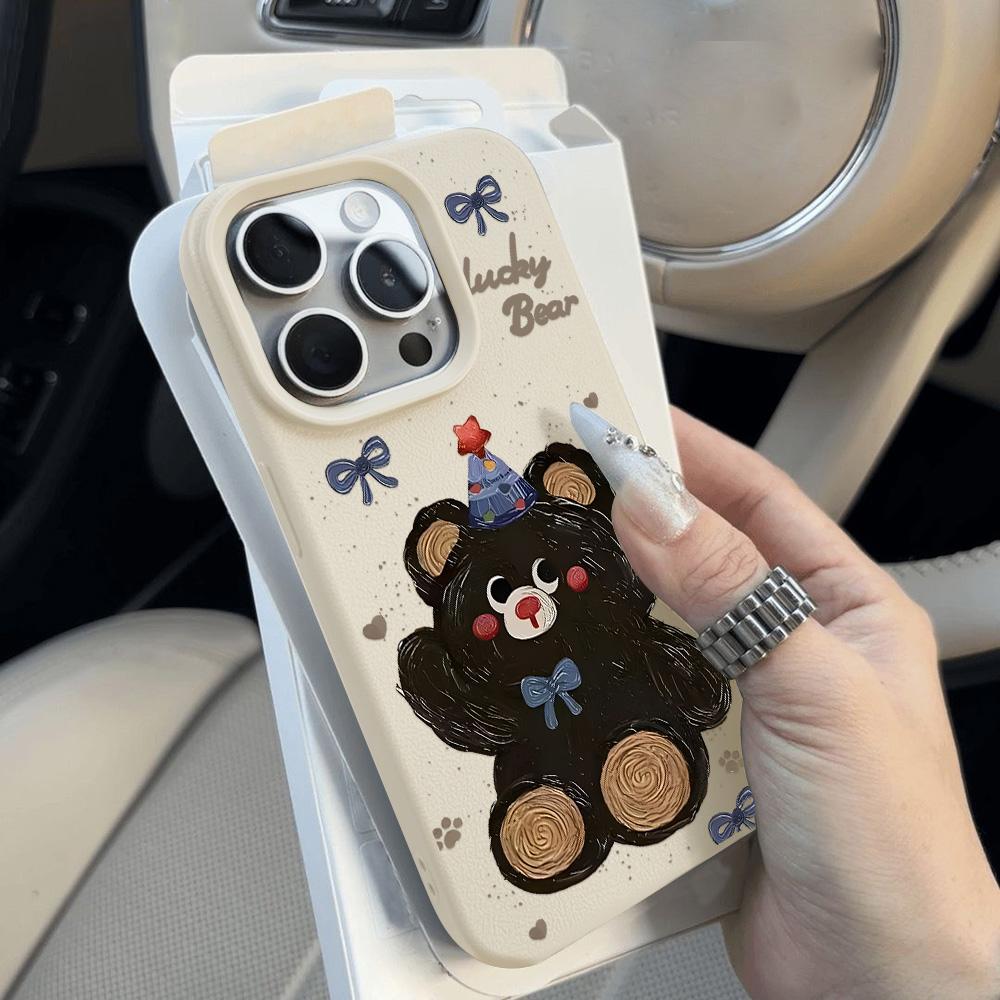 Cute Bow Silicone Leather Case For iPhone 11 Case iPhone 16 13 12 14 15 Pro Max 14 15 16 Plus Soft Shockproof Phone Cover Funda