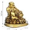 Buddha Idol – Feng Shui Figurine Laughing Buddha Sitting On Luck Money Coins | Golden Ingot for Good Luck & Happiness