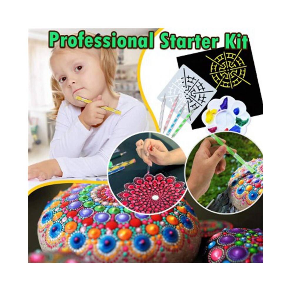 76 Pièces Mandala Outils de Pointillage Kit de Peinture - Dot Paint Stencils Ensemble d'Outils Art Fournitures Kits Plateau Stylo Pinceau