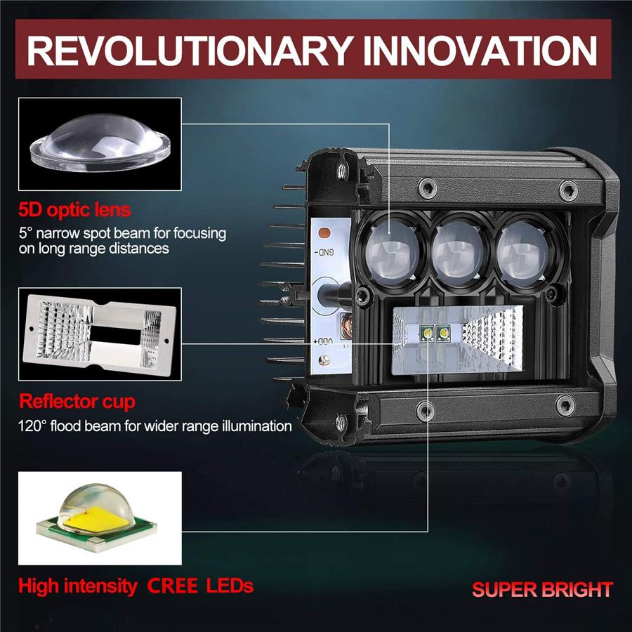 2Pcs 4'' 160W 16000LM CREE LED light Bar Quad row Spot Flood Beam Cubes Work Light