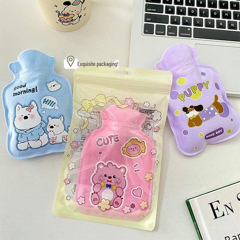 Portable Cartoon Flocked Mini Hot Water Bottle