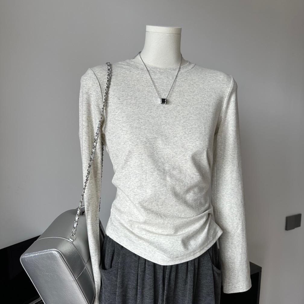 

Женский облегающий топ с длинным рукавом и круглым вырезом, на осень/зиму 2025 XL