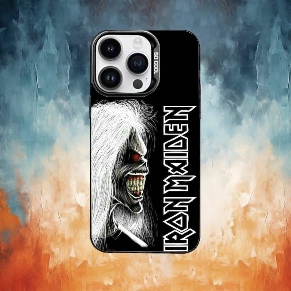 Custodia per Telefono I-Iron M-Rock M-Maiden Colore Guscio Argentato Per IPhone 17 16 15 14 13 12 11 Pro Max Plus