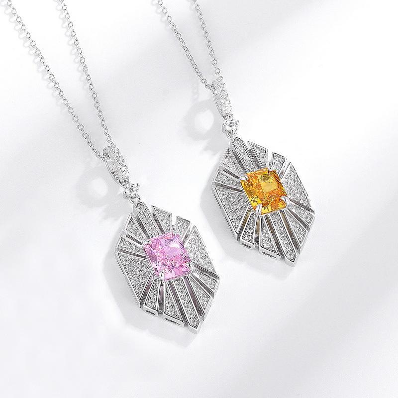 S925 Silver Ice Cut High Carbon Diamond Fashion Pendant Necklace Set