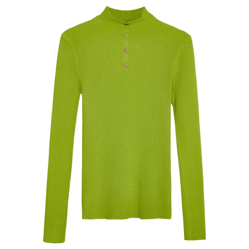 2024 jaro nový styl svetr s polovičním rolákem svrchní oblečení svetr univerzální štíhlá košile s dlouhým rukávem spodní díl triko top pro ženy