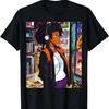 Anime Black Girl Lofi Music 90s Retro Afro Cartoon T-Shirt
