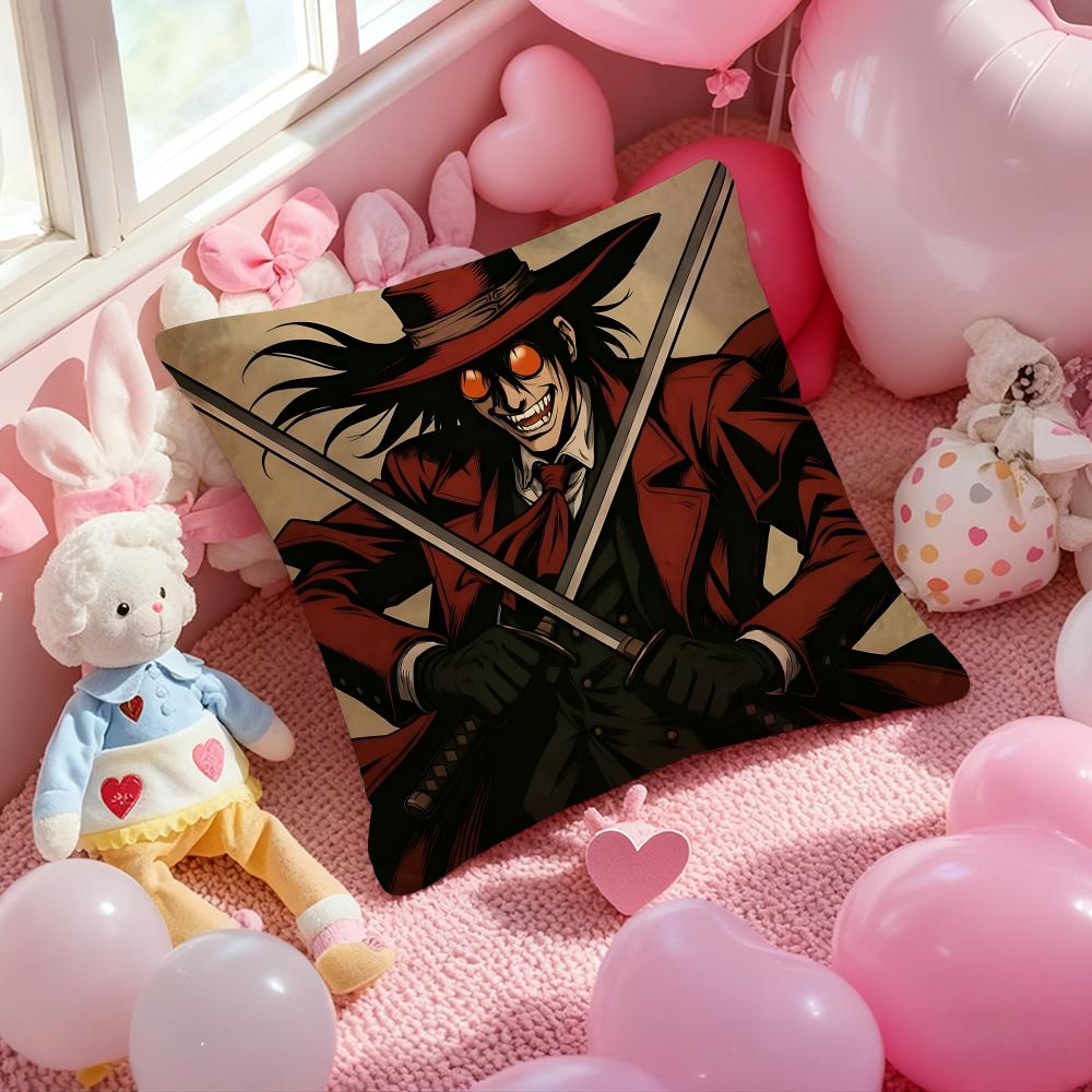 H-Hellsing U-Ultimate Anime Cushion Cover Pattern Printed Pillowcase for Living Room Sofa Cushion Cover & Bedroom Decor