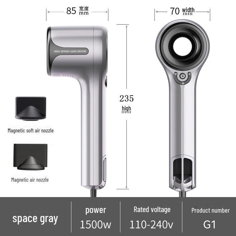 High-Speed Brushless Hair Dryer with Negative Ion Technology and Temperature Control for Home and Dormitory.