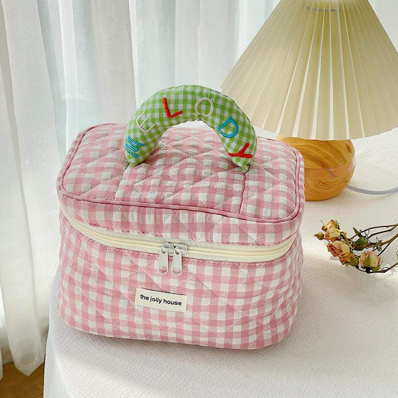 Bolsa de maquillaje Tote Organizador de almacenamiento Bolsa de maquillaje acolchada floral Estuche cosmético con estampado de flores Bolsa de cosméticos grande de viaje