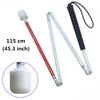 Folding 4-section aluminum white cane for the blind (black rubber grip, 115 cm)