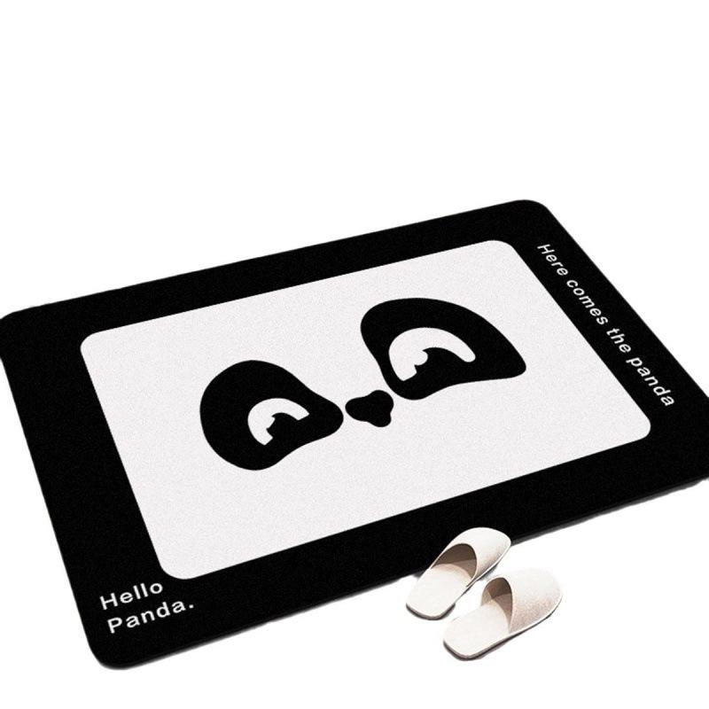 Cartoon Panda Diatom Mud Mat Bathroom Quick Drying Absorbent Non-slip Foot Mat Toilet Door Cushion Easy To Clean