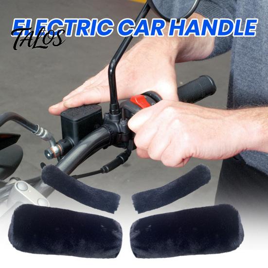 Winter Motorcycle Accessories 1 Set Handlebar Cover Soft Touch Thick Plush Cold-resistant Anti-slip Grip Covers Solid Color Universal Washable