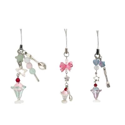 Ice Cream Series Phone Strap Handmade Beaded Phone Charm Unique Drink Pendant Present for Stylish Women and Art Lovers
