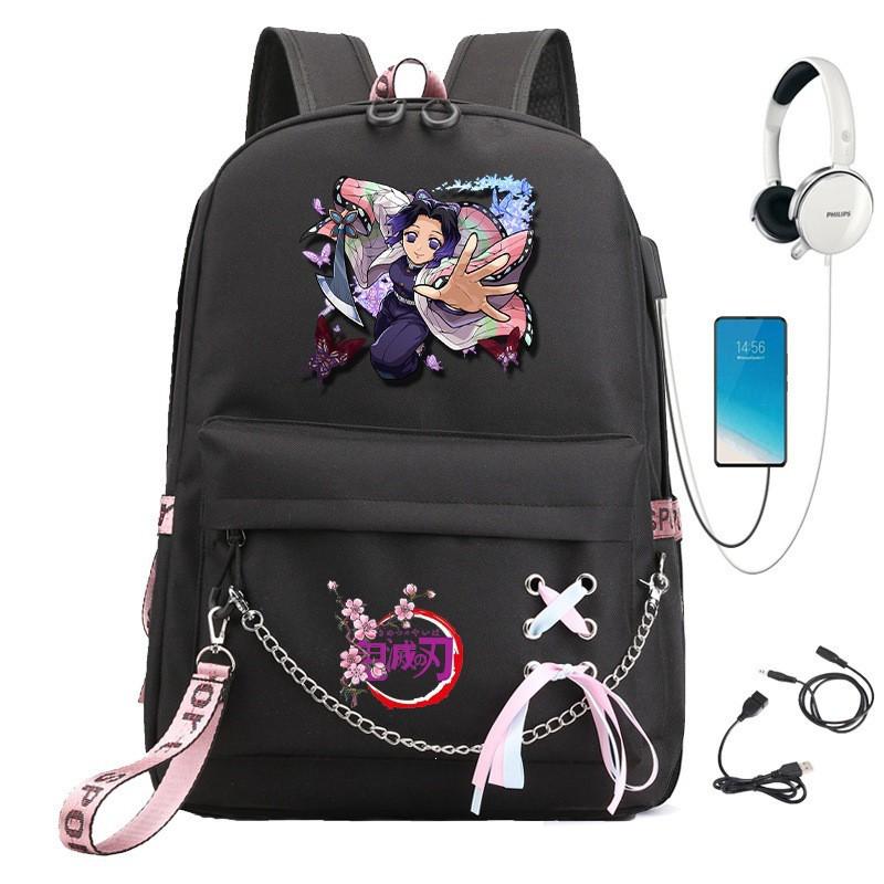Anime Cosplay School Backpack With Chain Strap Teens - Lightweight Waterproof Canvas Rucksack High Students