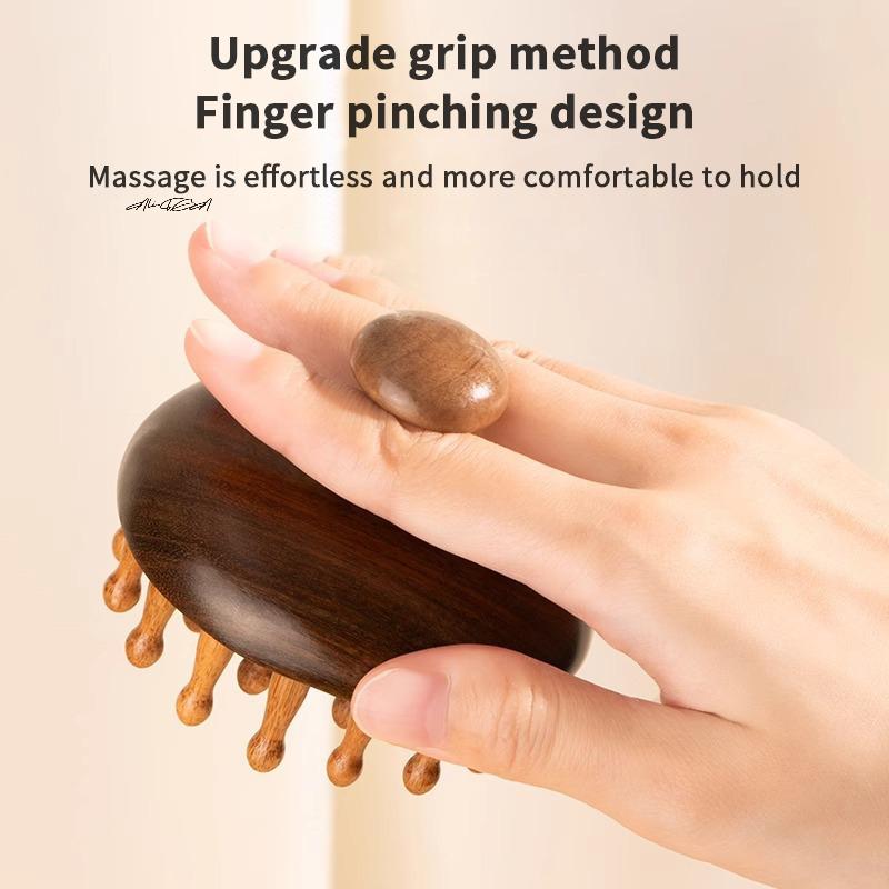 Natural Sandalwood Multi-Functional Head Massager Comb - Scalp Therapy Circular Tooth Guasha Scraping Body Massager