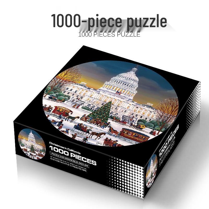 1000-Piece Adult Christmas & Halloween Round Jigsaw Puzzle Decompression Toy