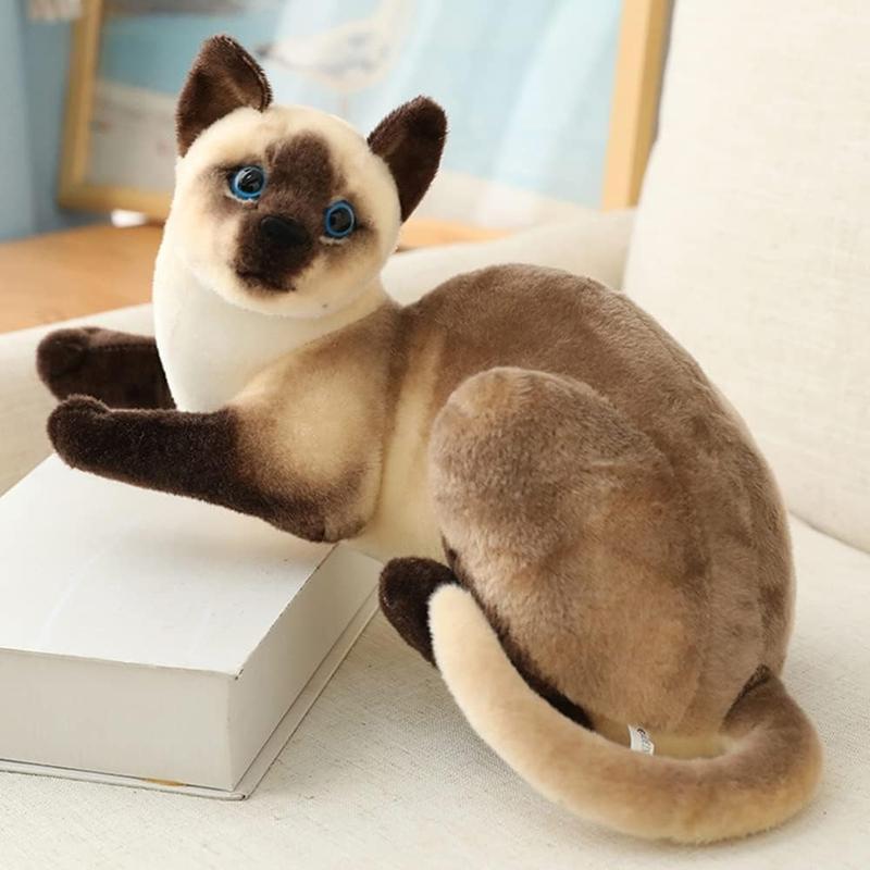 26-40Cm Simulation Siamese Cat Stuffed Toysanimal Cartoon Doll Toy Realistic Plush Cat Gift For Kids Sofa Pillow Home Decor