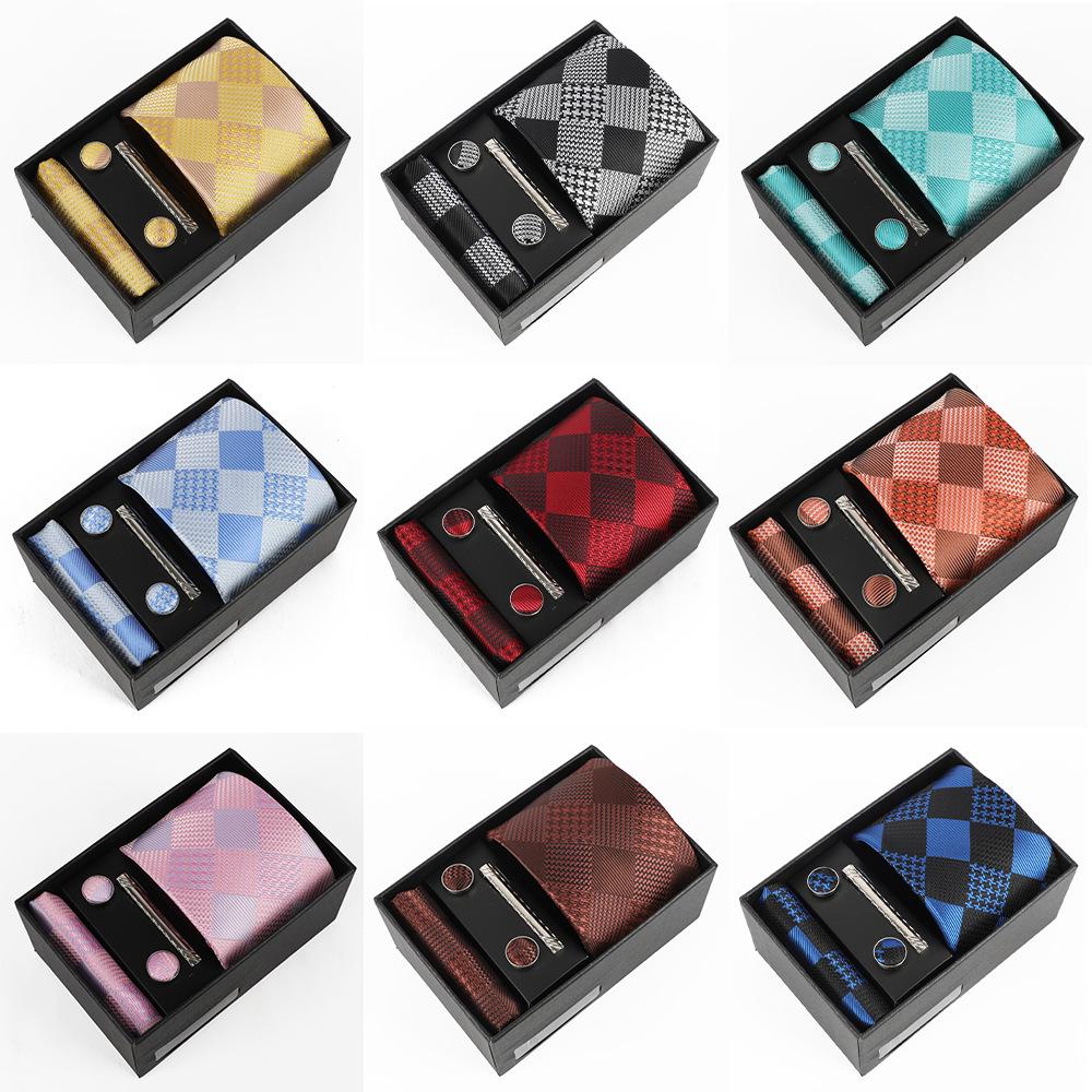 Men's Luxury Jacquard Embroidered Tie Gift Set with Custom Logo.