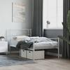 Vidaxl Metal Bed Frame with Headboard and Footboard, White, 107X203 Cm