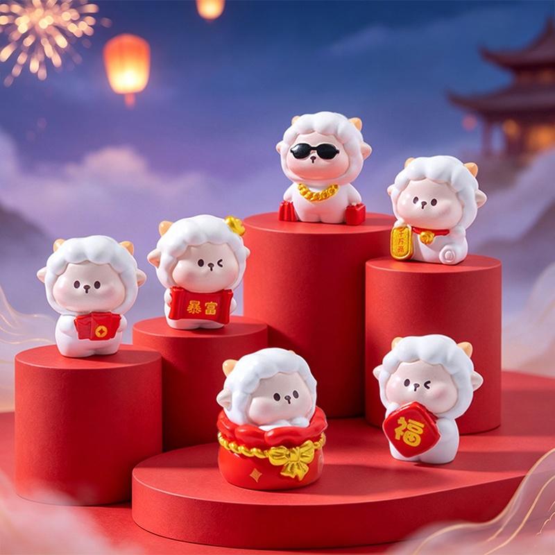 Cute 2027 Year Of The Sheep Resin Figurines With Lucky Design Perfect For Chinese New Year Home Desktop Decor Gifts