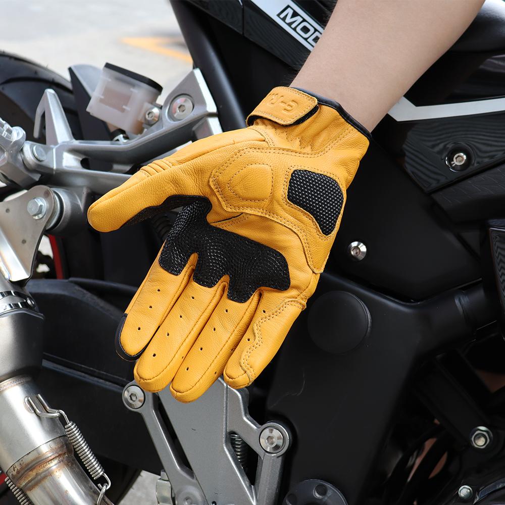 Vintage Goat Leather Motorcycle Gloves Men Women Hard Shell Protective Cycling Summer Gloves Motorbike Motorcross Riding Luvas