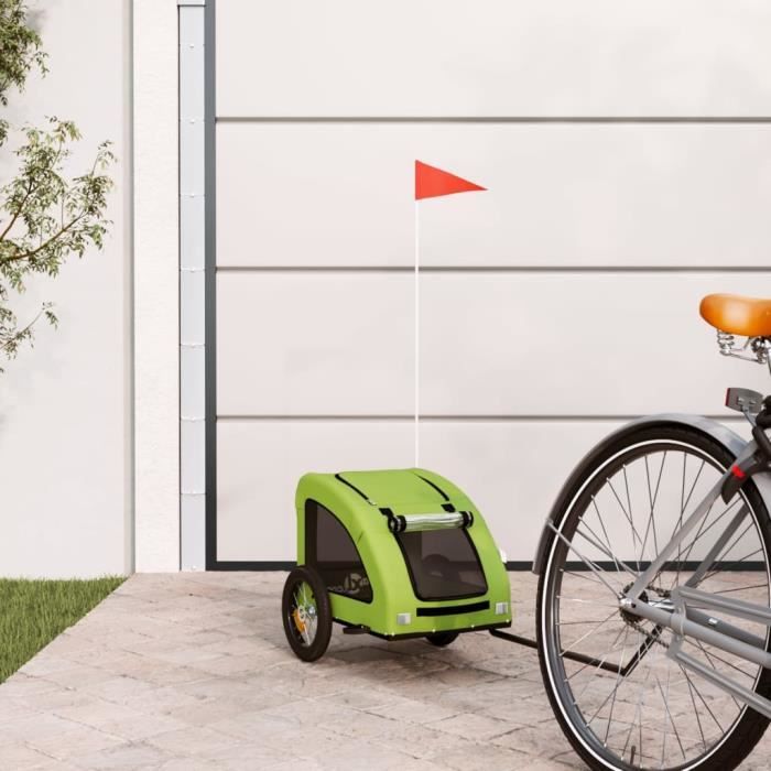 Remorque de vélo pour chien VIDAXL - Vert - Poids jusqu'à 30 kg - Tissu Oxford et fer