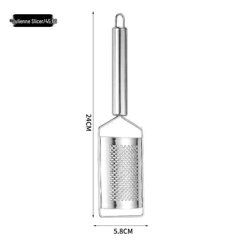 Stainless Steel Cabbage Grater and Vegetable Cutter Set with Patterned Knife and Dumpling Filling Scraper Tool.