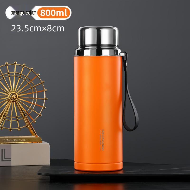 High-End Large Capacity Stainless Steel Thermos with Tea Infuser - Elegant Office Water Cup