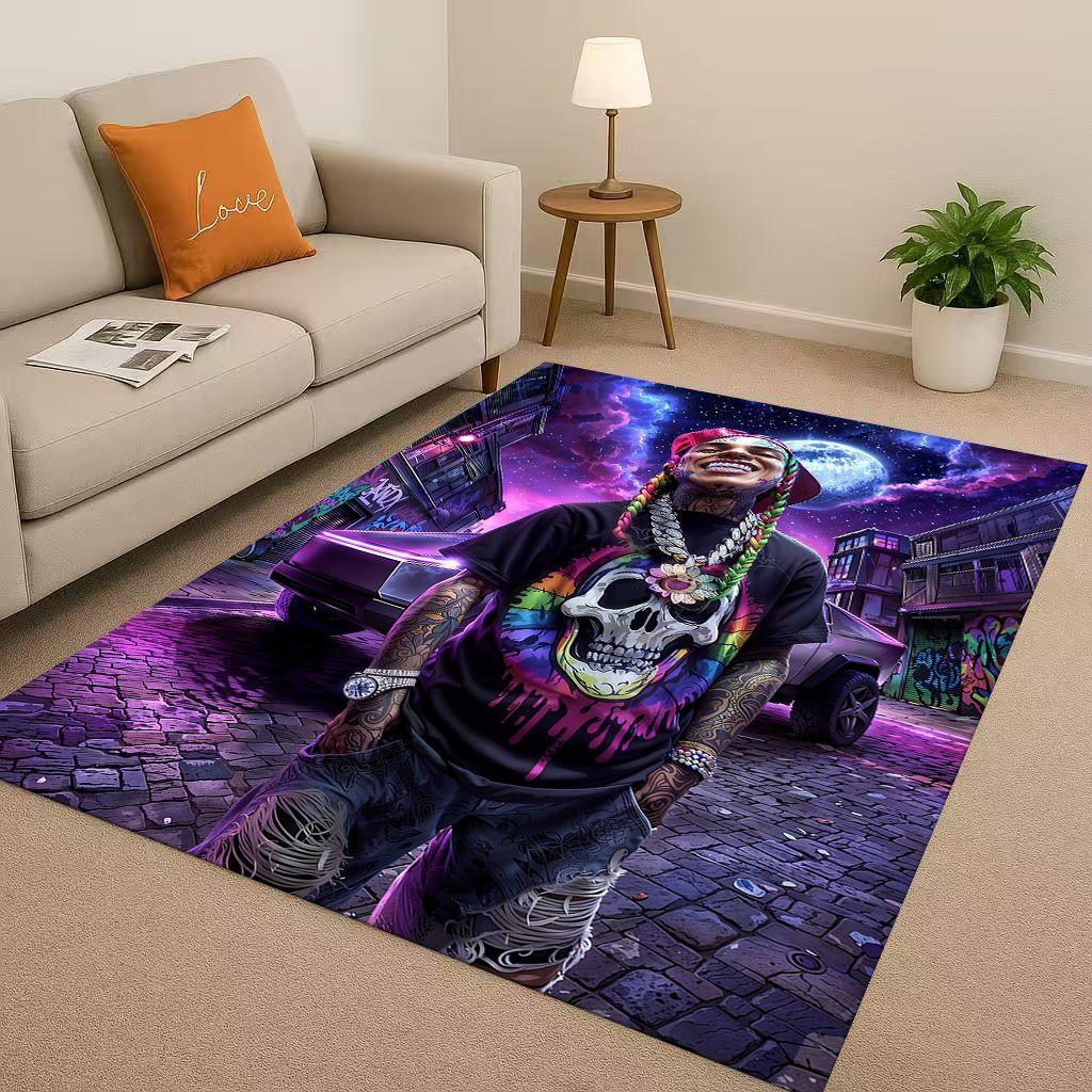 27 Style Top Hip Hop Rapper Star Cartoon Art Living Room Non-Slip Area Rug Carpet for Bedroom Playroom Sofa,Home Decor Doormat