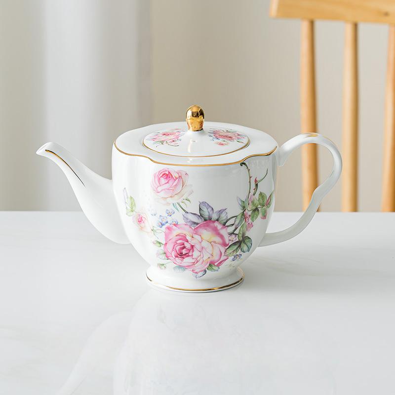 

Европейский костяной фарфоровый кофейник с высокой эстетической ценностью, домашний набор для послеобеденного чая, легкий роскошный керамический чайник для воды