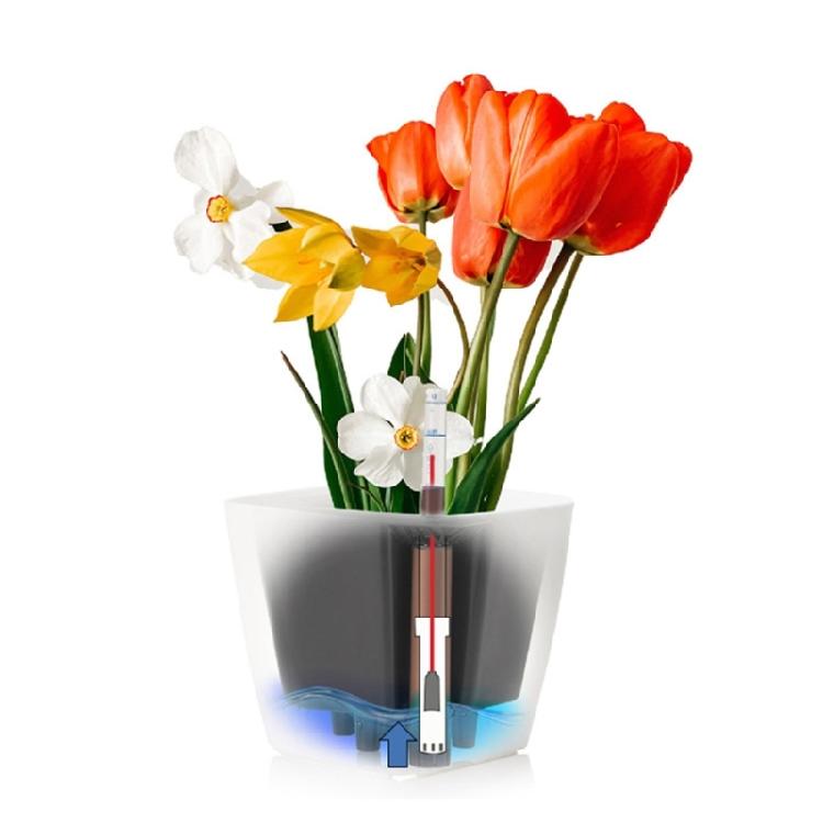 Plastic Self Watering Flowerpot Lazy Desktop Rectangular Square Plant Flower Pots with Water Level Indicators for Office