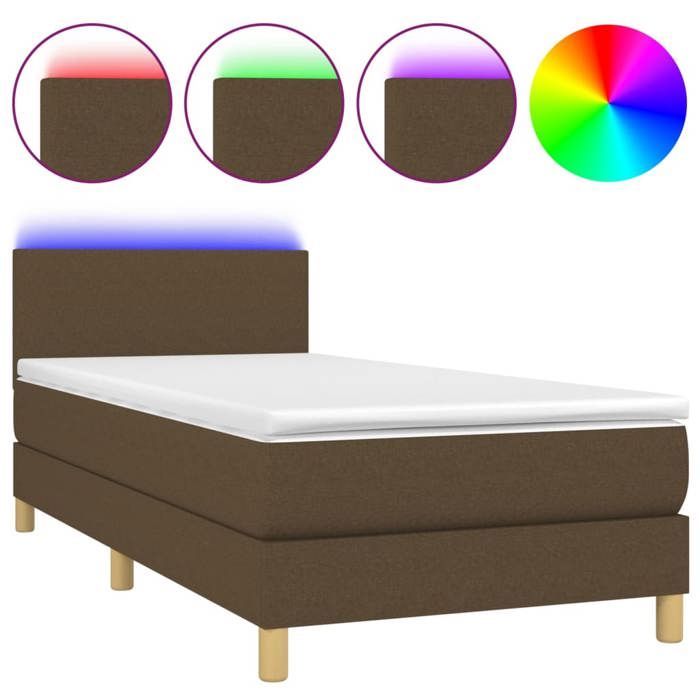 Maison Exclusive - Sommier à lattes de lit matelas et LED Marron foncé 100x200 cm