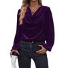 Fall Winter New Women's Long Sleeve Top, Slouchy Cowl Neck Velvet Blouse, Casual Clothing for Women European American Size