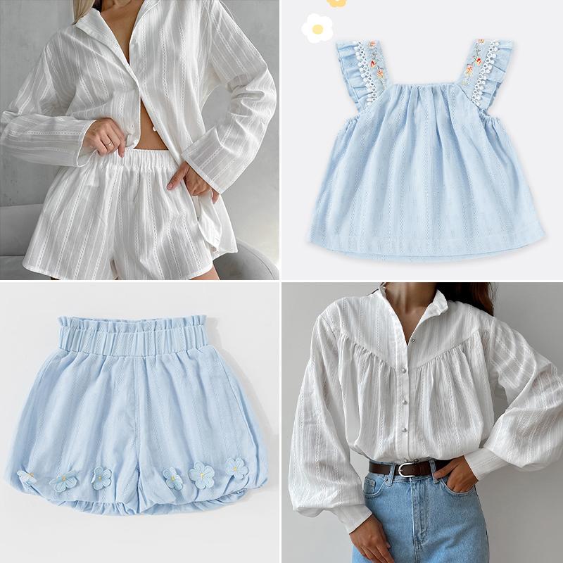 0,5m/1m/2m/3m Weicher Frischer Reiner Baumwoll-Jacquardstoff Für Damenbekleidung, Hemden, Pyjamas, Kinderbekleidungsstoffe TJ21695