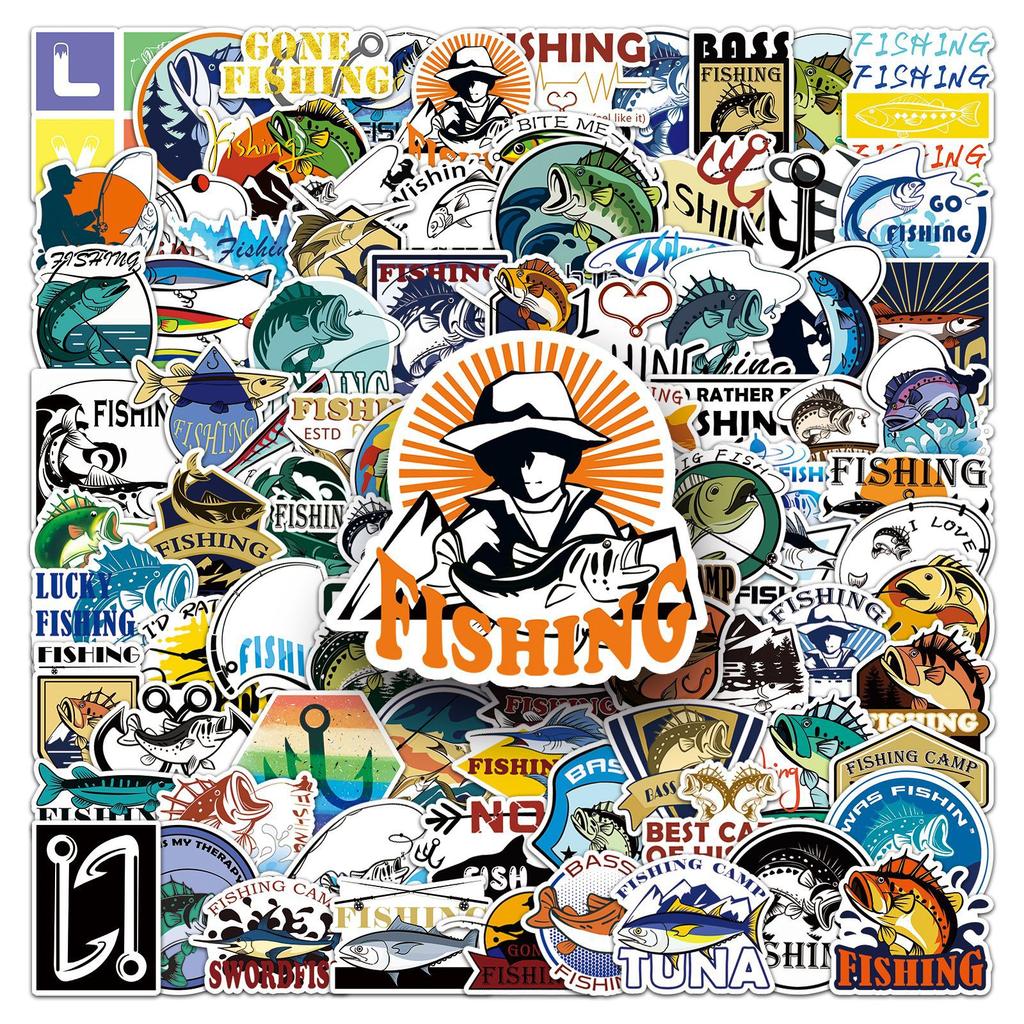 100 Fishing Graffiti Stickers Personalized Hand-painted Non-infringement Decorative Water Cup Fishing Box Stickers