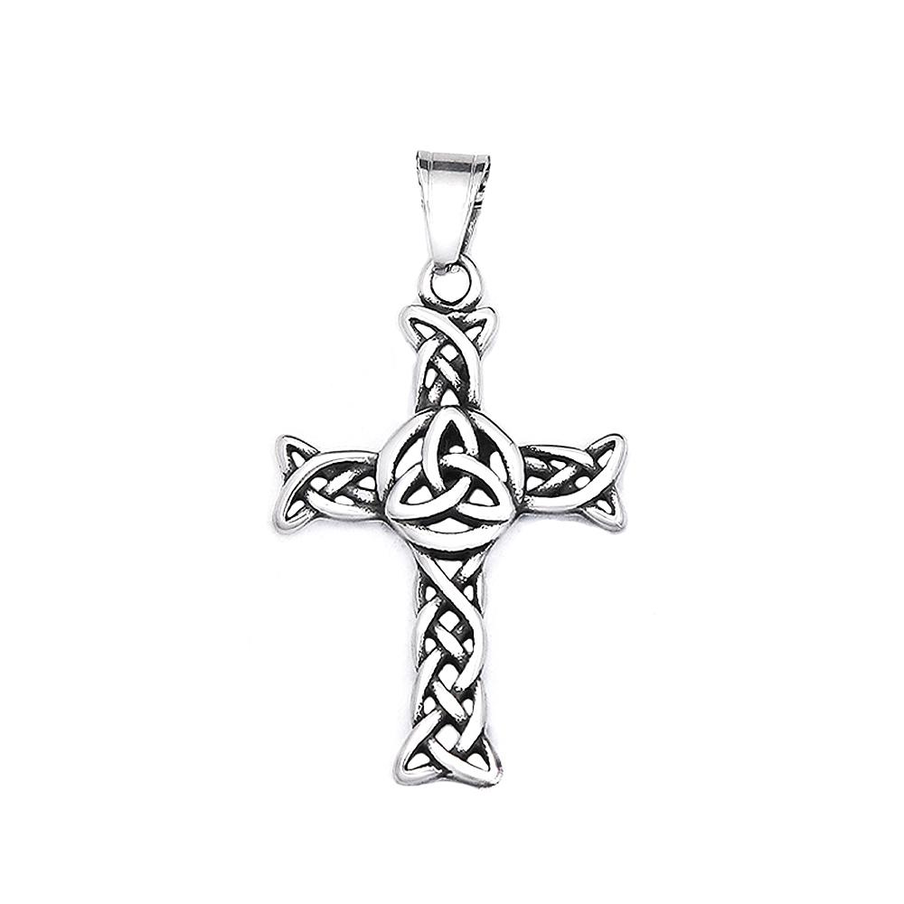 Vintage Fashion Cross Pendant Necklaces For Men Women 316L Stainless Steel Nordic Viking Celtic Knots Necklace Amulet Jewelry