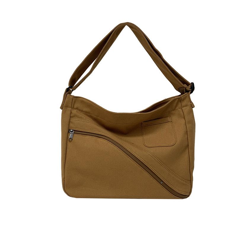 Casual canvas tote bag women's new college students class simple shoulder bag large capacity versatile messenger bag