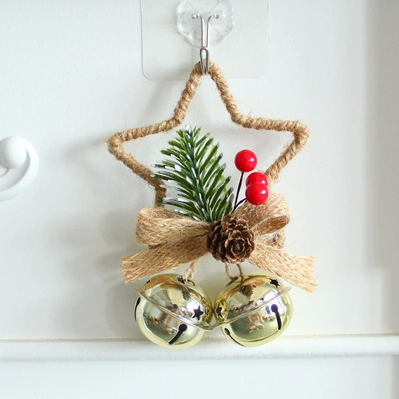 DIY Christmas Bell Decoration Set - Five Pointed Star + Bow Knot Pendants, Ideal for Tree & Window Holiday Decor
