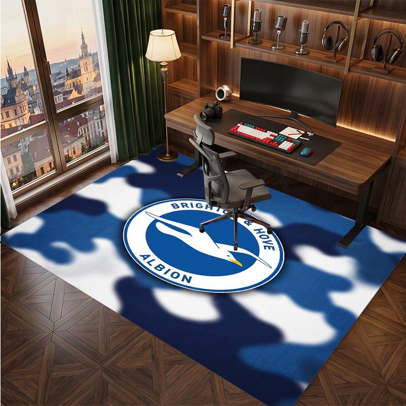 Brighton & Hove Albion Football Print Crystal Velvet Rug, Comfortable Water Absorbent Non Slip Indoor Floor Carpet