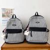 Striped Print Student Schoolbag Lightweight Commuter Backpack Girls Travel Bag