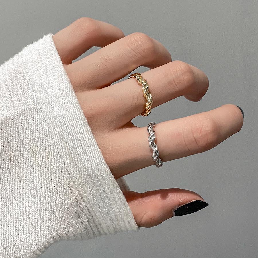 

S925 Sterling Silver Knotted Ring - Simple Luxury Women s Jewelry Gold Ring