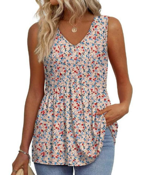 2026 Elegant V-Neck Sleeveless Women s Ruffle Vest Top S