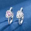 White Gold Pink Heart Ring For Women Full Zircon Stone Love Band Fashion Jewelry Elegant Gift