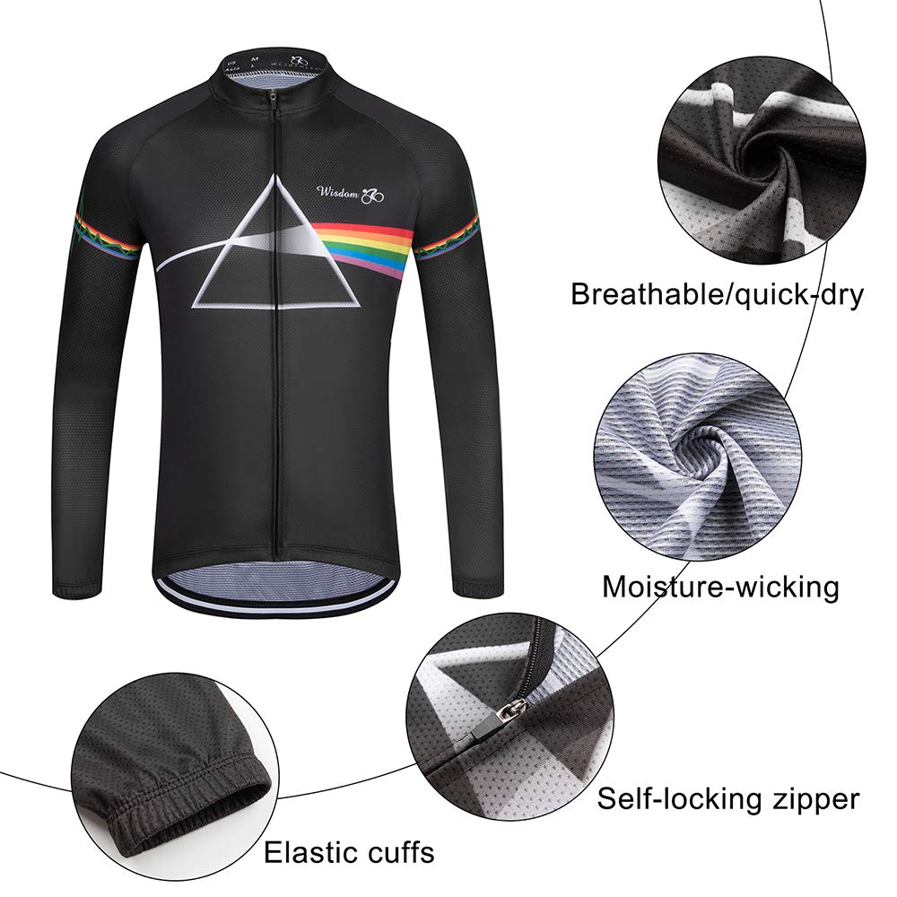 Set de maiou de ciclism Wisdom Leaves cu mânecă lungă, cu protecție 3D și reflectorizante, mărimi pentru bărbați, respirabil, absorbant al transpirației, material, negru, 3-3XL