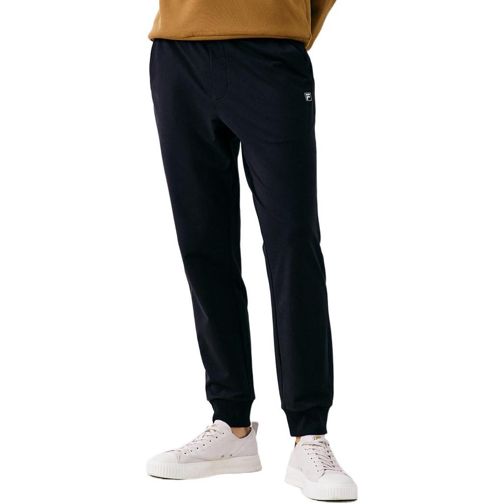 FILA FW22 Logo Print Straight Leg Cuffed Casual Sports Pants Men bottoms Black F51M247606F-BK